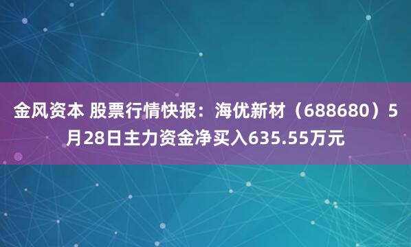 金风资本 股票行情快报：海优新材（688680）5月28日主力资金净买入635.55万元