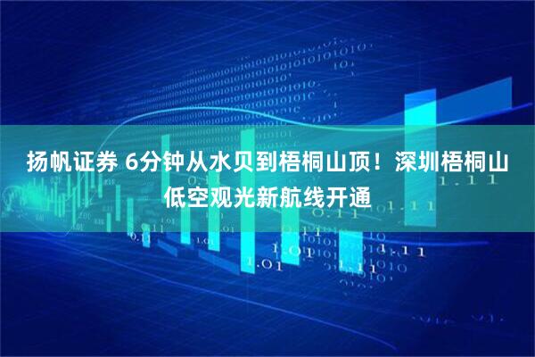 扬帆证券 6分钟从水贝到梧桐山顶！深圳梧桐山低空观光新航线开通